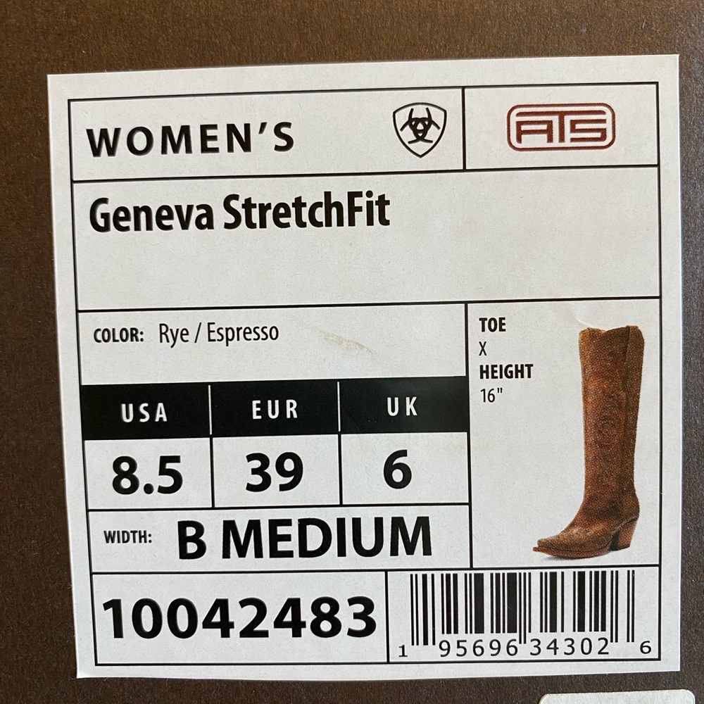 Ariat Dark Brown Leather Boots with Stitching - Picture 10 of 12